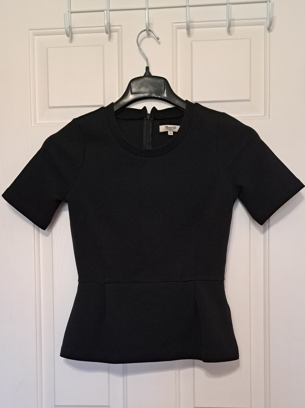 Madewell Black Short-Sleeve Peplum Top